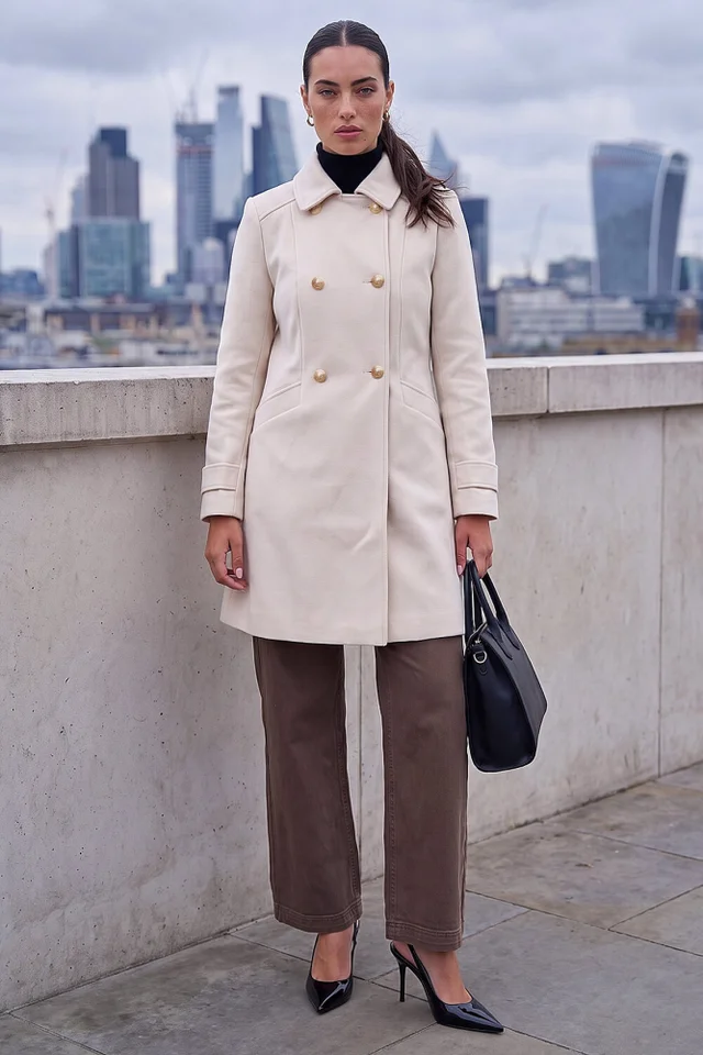 Roman Cream Smart Double Breasted Coat
