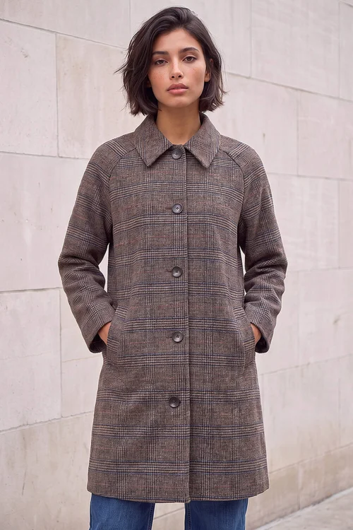Roman Brown Petite Check Coat - 18 Image 2