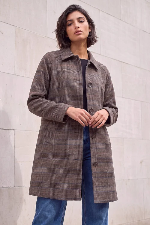 Roman Brown Petite Check Coat - 18 Image 1