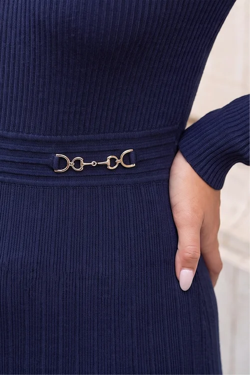 Roman Navy V-Neck Trim Detail Dress - 12 Image 4