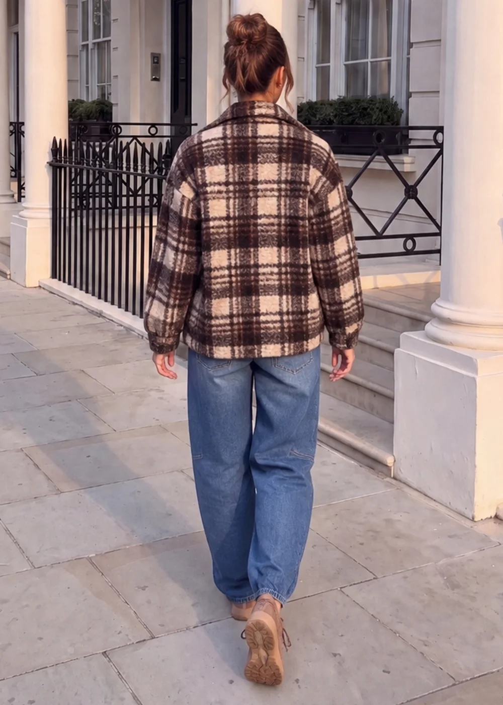 AX Paris Beige Boucle Checked Jacket - 12 Image 4