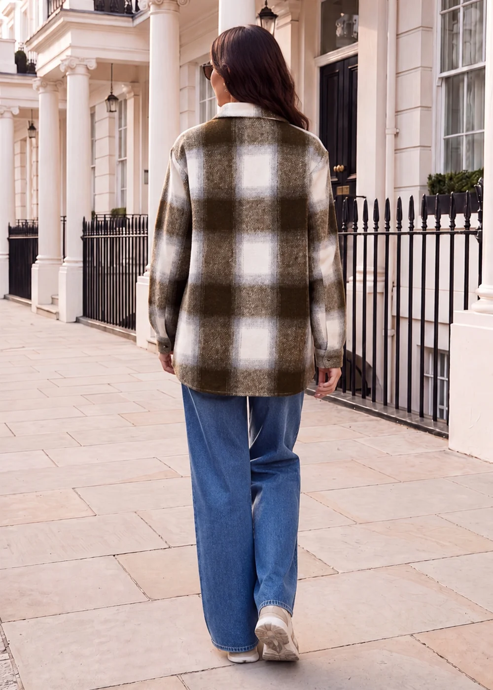AX Paris Khaki Brushed Check Shirt Jacket - 14 Image 4