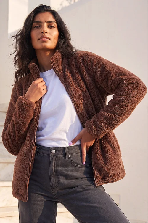 Roman Chocolate Sherpa Fleece Jacket - L Image 1