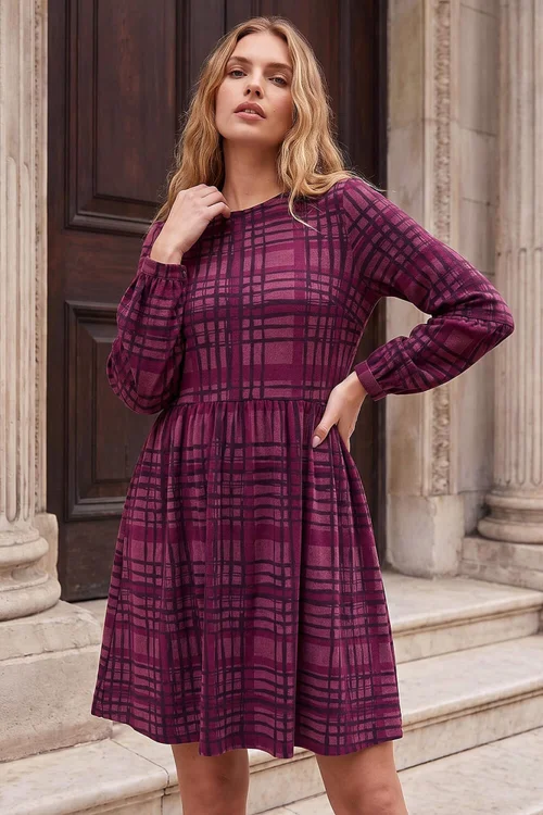 Roman Magenta Check Print Dress - 20 Image 1
