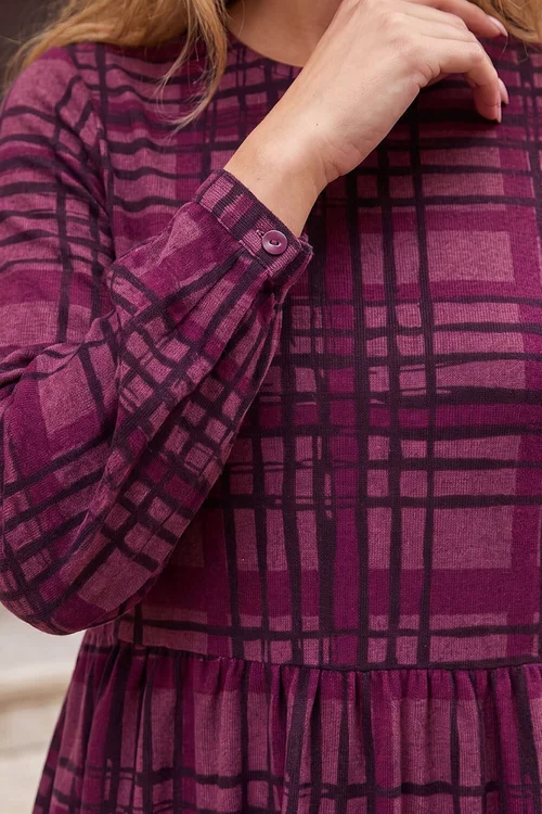 Roman Magenta Check Print Dress - 20 Image 4