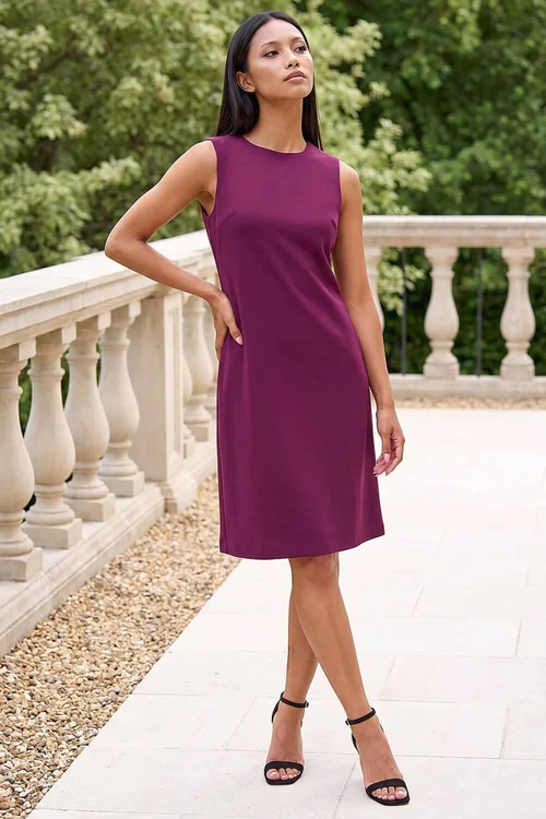 Roman Wine Petite Foil Contrast Mock Dress - 18 Image 3