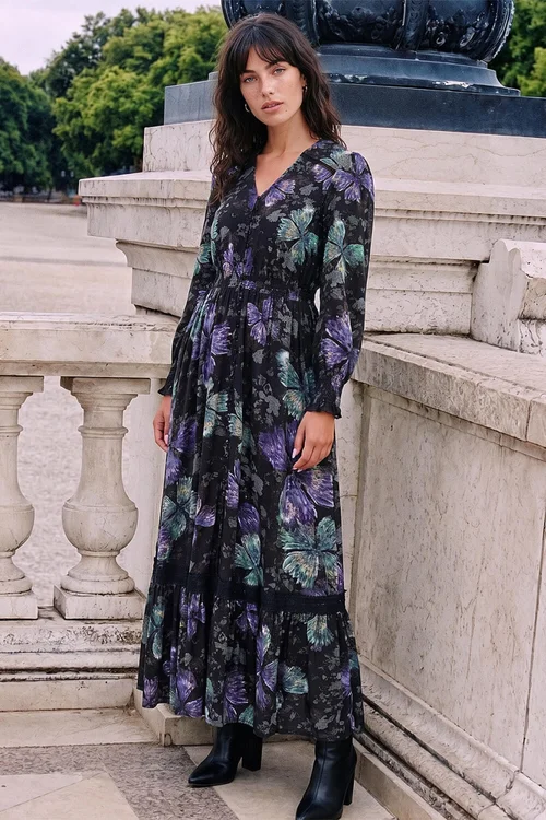 Roman Purple Butterfly Midi Dress - 12 Image 2