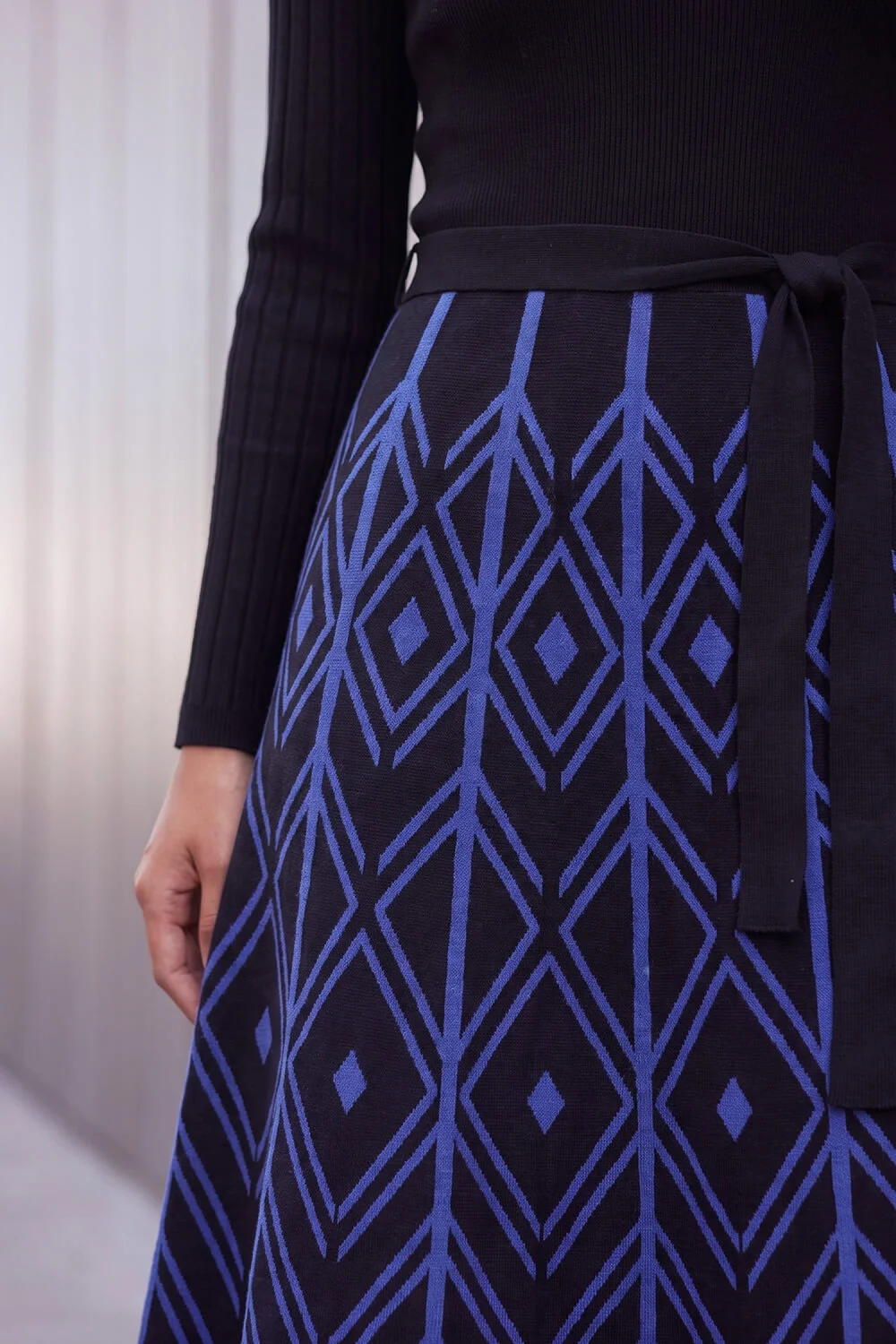 Roman Royal Blue Chevron Belted Dress - 16 Image 4