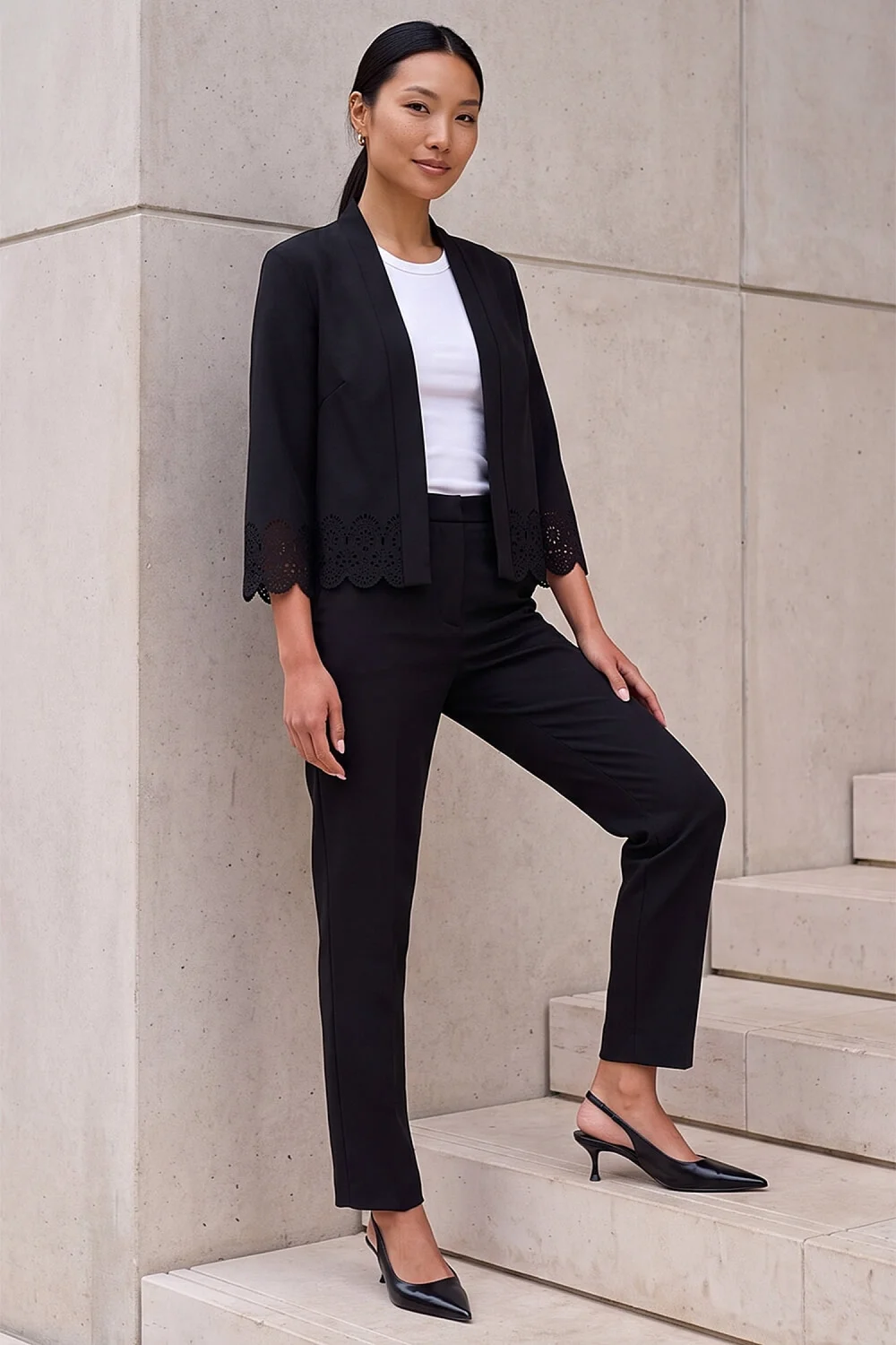 Roman Black Crepe Cut Out Jacket - 14 Image 2
