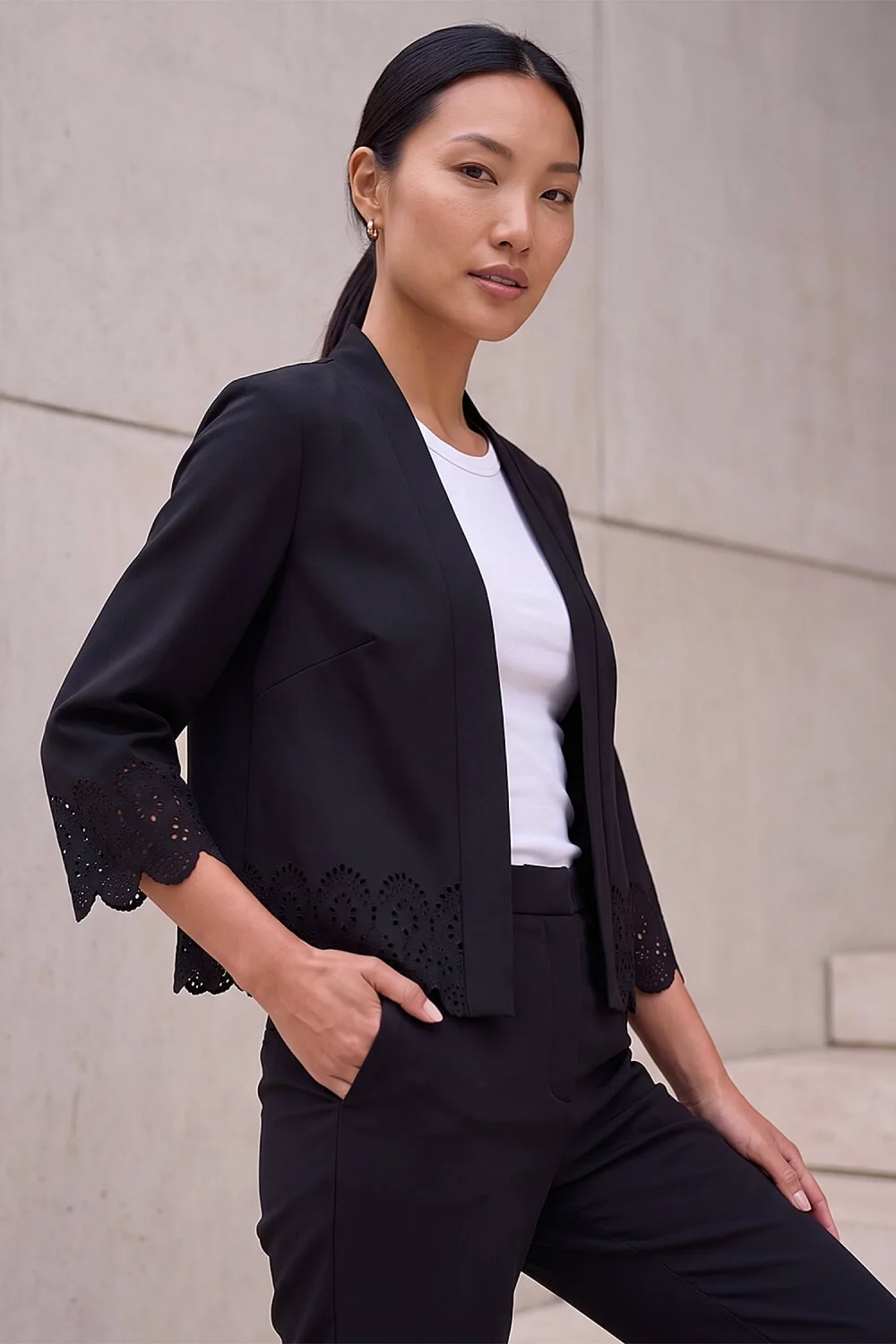 Roman Black Crepe Cut Out Jacket - 14 Image 1