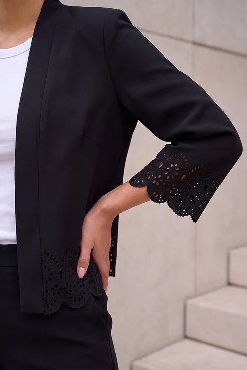 Roman Black Crepe Cut Out Jacket - 14 Image 4