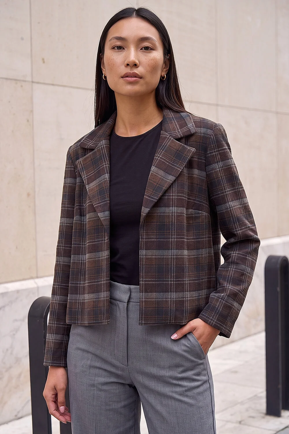 Roman Chocolate Check Edge to Edge Jacket - 10 Image 1