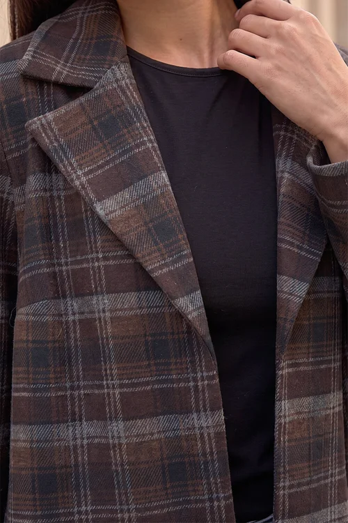 Roman Chocolate Check Edge to Edge Jacket - 10 Image 4