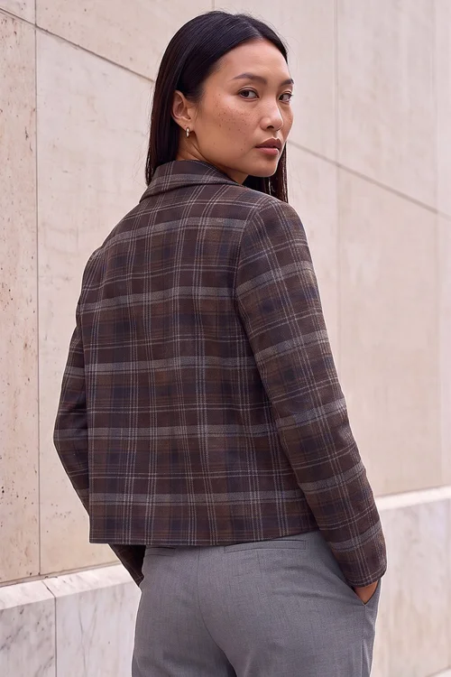 Roman Chocolate Check Edge to Edge Jacket - 10 Image 3