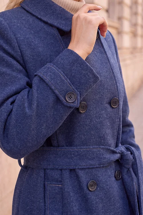 Roman Denim Petite Double Breasted Trench Coat - 8 Image 4