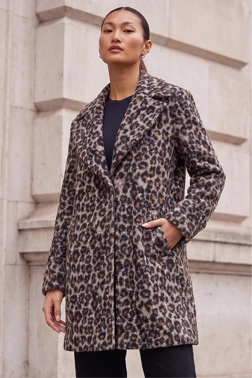 Roman Black Petite Animal Boucle Coat - 12 Image 3