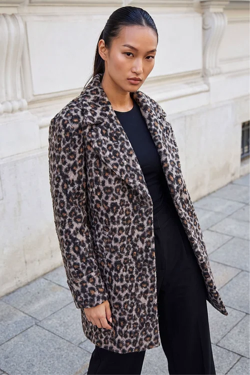 Roman Black Petite Animal Boucle Coat - 12 Image 1