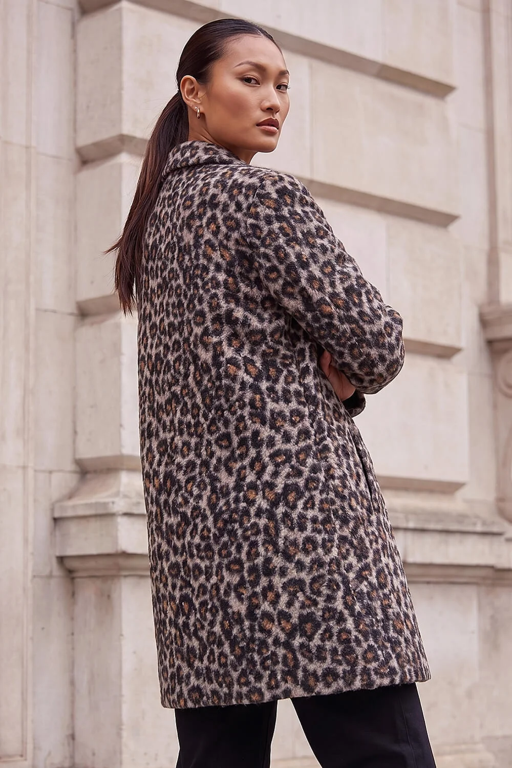 Roman Black Petite Animal Boucle Coat - 12 Image 4