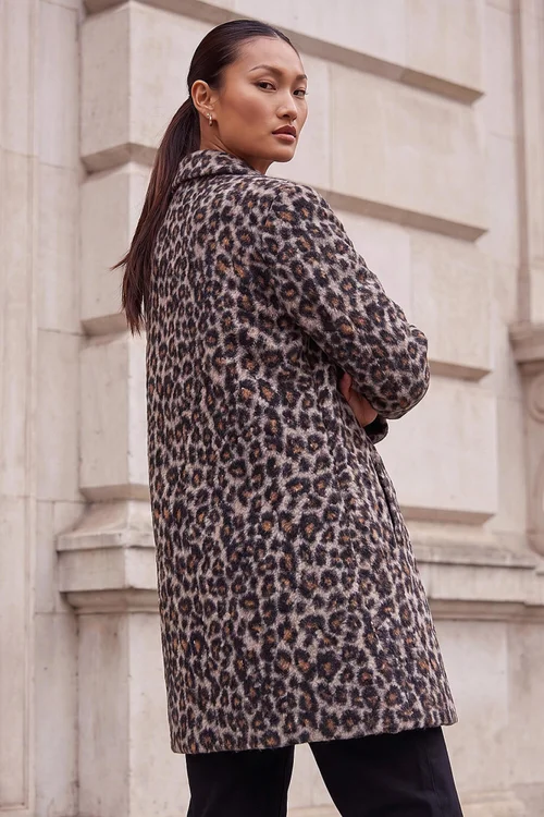 Roman Black Petite Animal Boucle Coat - 12 Image 4