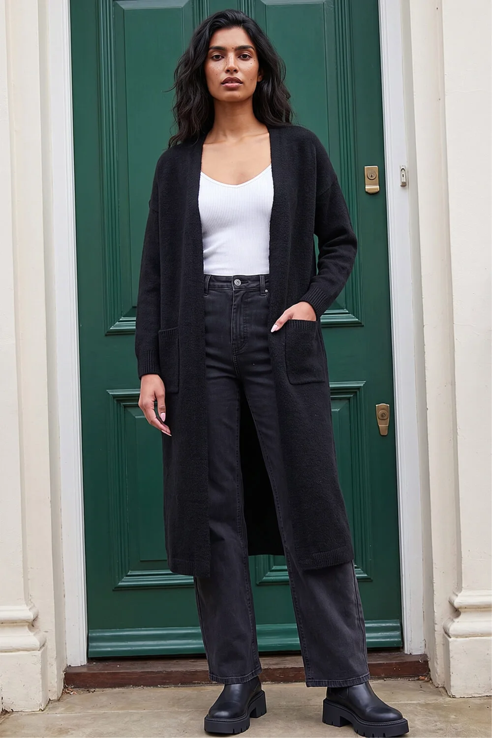 Roman Black Long Line Cardigan - 16 Image 2