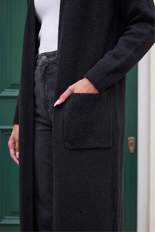 Roman Black Long Line Cardigan - 16 Image 4