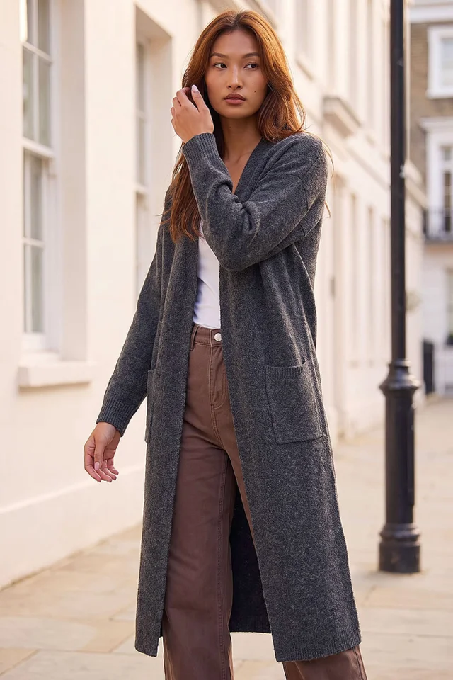 Roman Dark Grey Long Line Cardigan