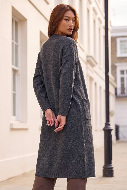 Roman Dark Grey Long Line Cardigan - 10 Image 3