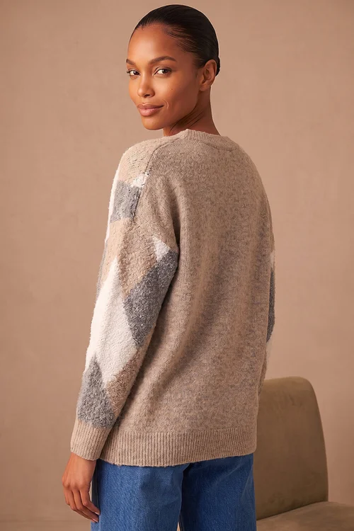 Roman Grey Boucle Chevron Cardigan - 12 Image 4