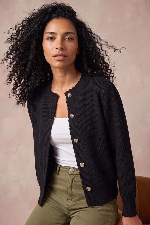 Roman Black Multi Button Cardi