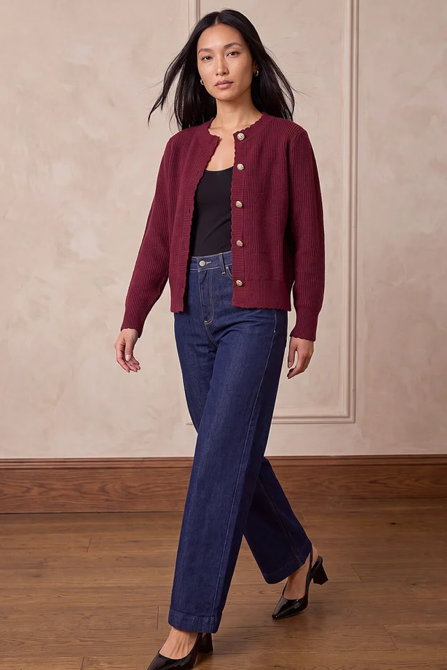 Roman Burgundy Multi Button Knit Cardigan