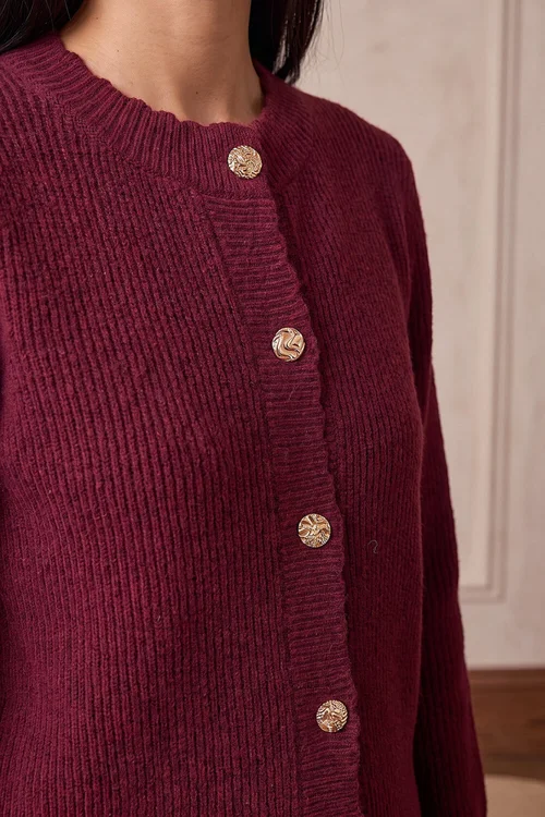 Roman Burgundy Multi Button Knit Cardigan - 14 Image 4