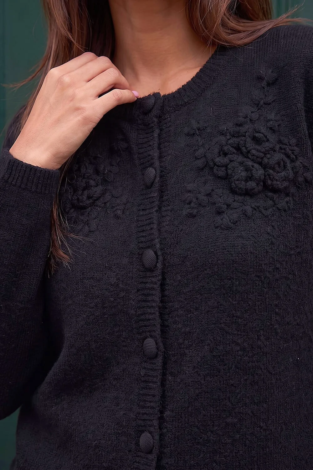Roman Black Floral Corsage Cardigan - 14 Image 4