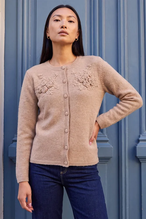 Roman Cream Floral Corsage Cardigan - 12 Image 2