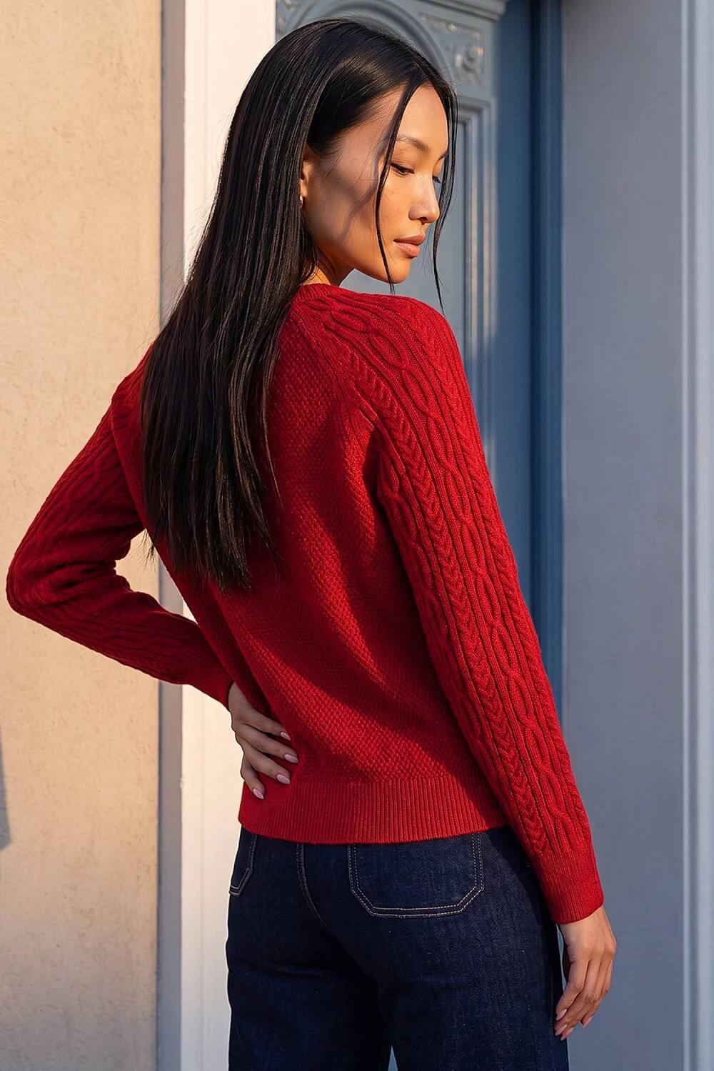 Roman Burgundy Cable Knit Cardigan - 10 Image 4