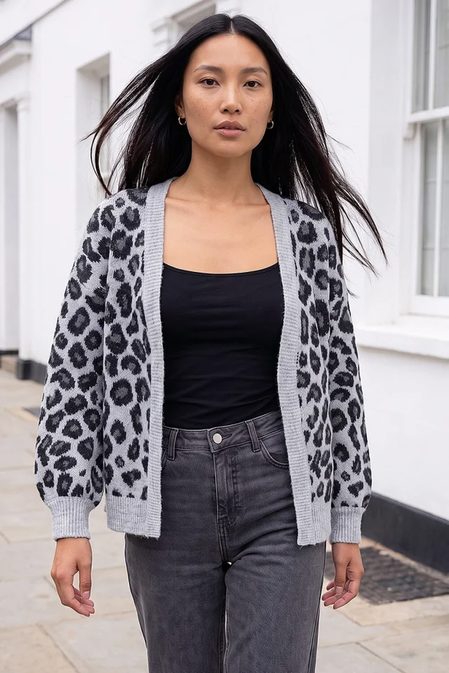 Roman Grey Jaquard Animal Cardigan