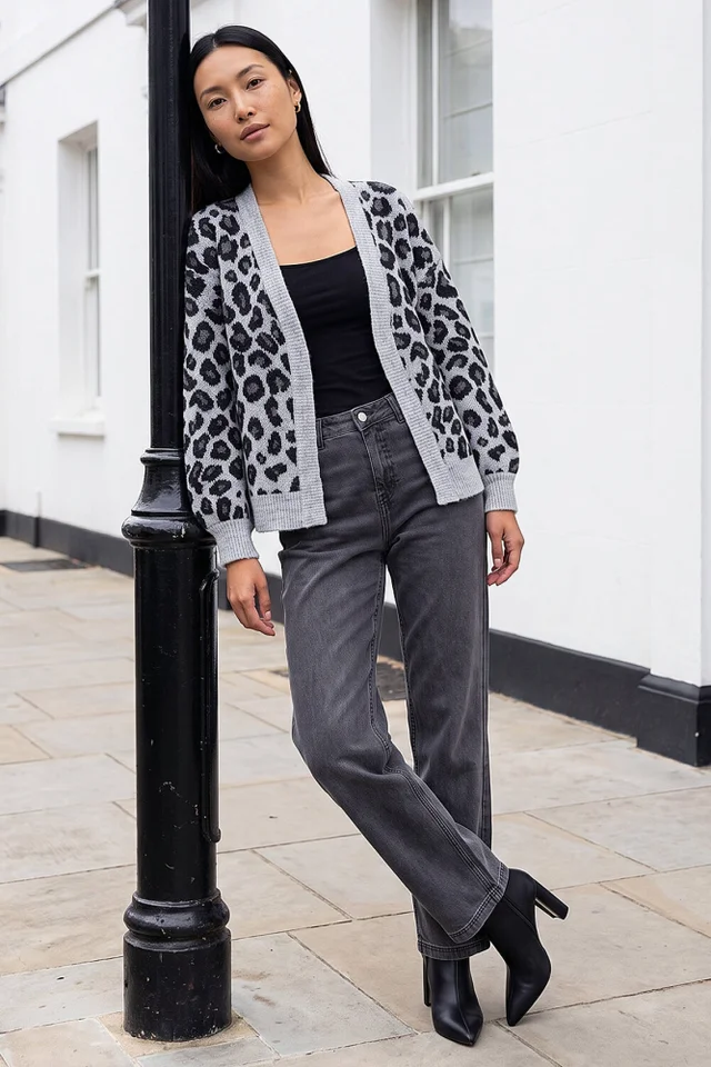 Roman Grey Jaquard Animal Cardigan