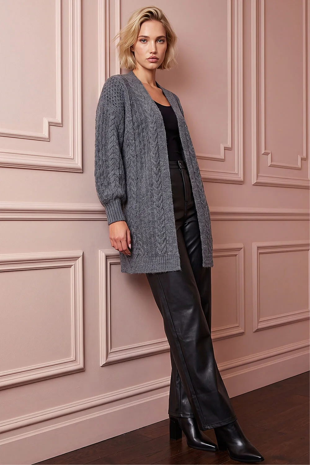 Roman Dark Grey Chunky Cable Cardigan - 10 Image 3