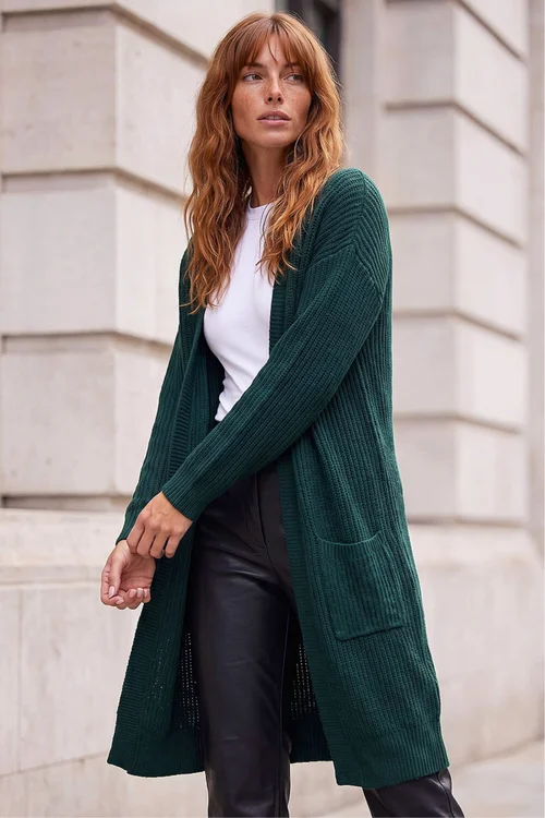Roman Khaki Long Line Cardigan - 18 Image 1