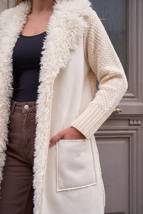 Roman Cream Textured Detail Coatigan - 10 Image 4