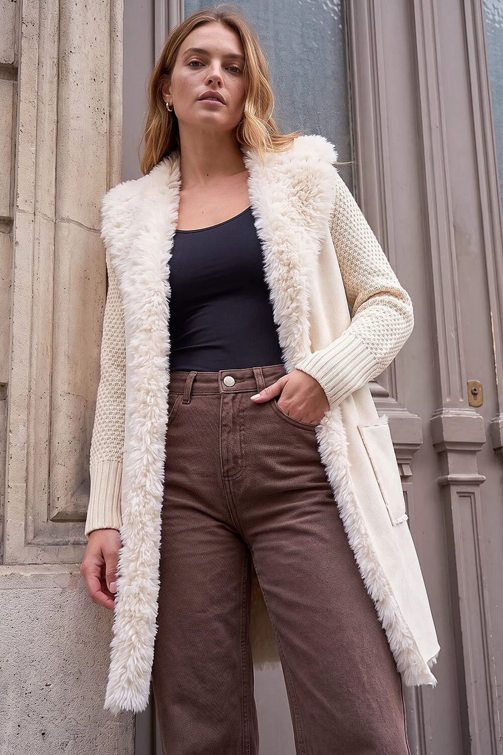 Roman Cream Textured Detail Coatigan - 10 Image 1