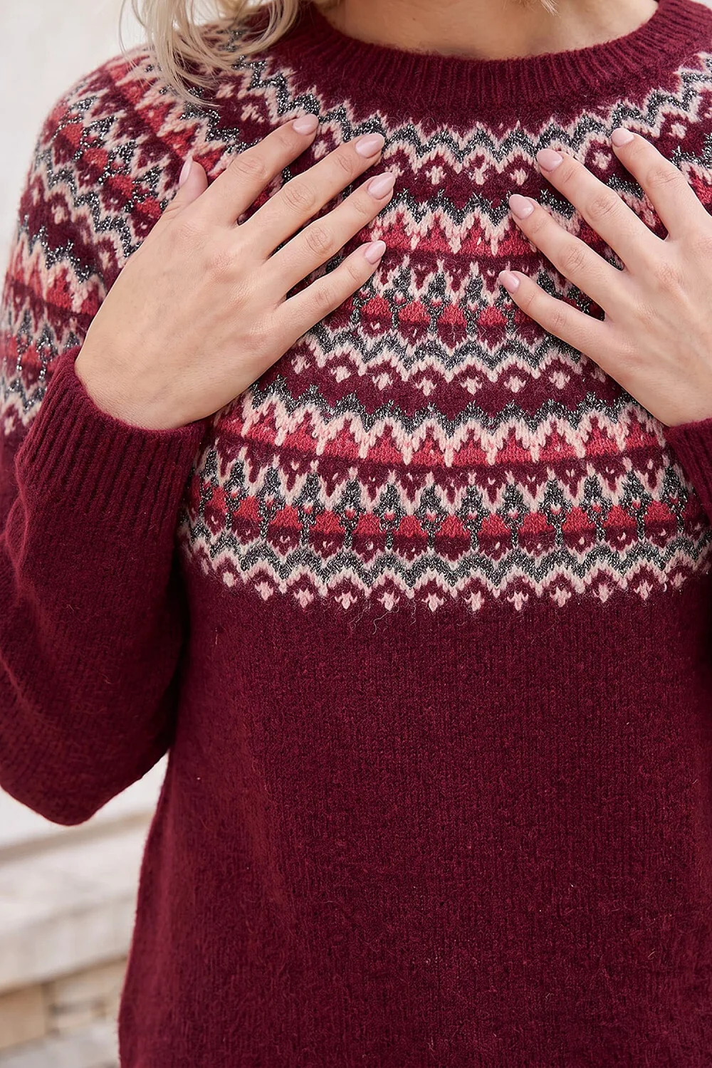 Roman Burgundy Petite Fairisle Jumper - 10 Image 4