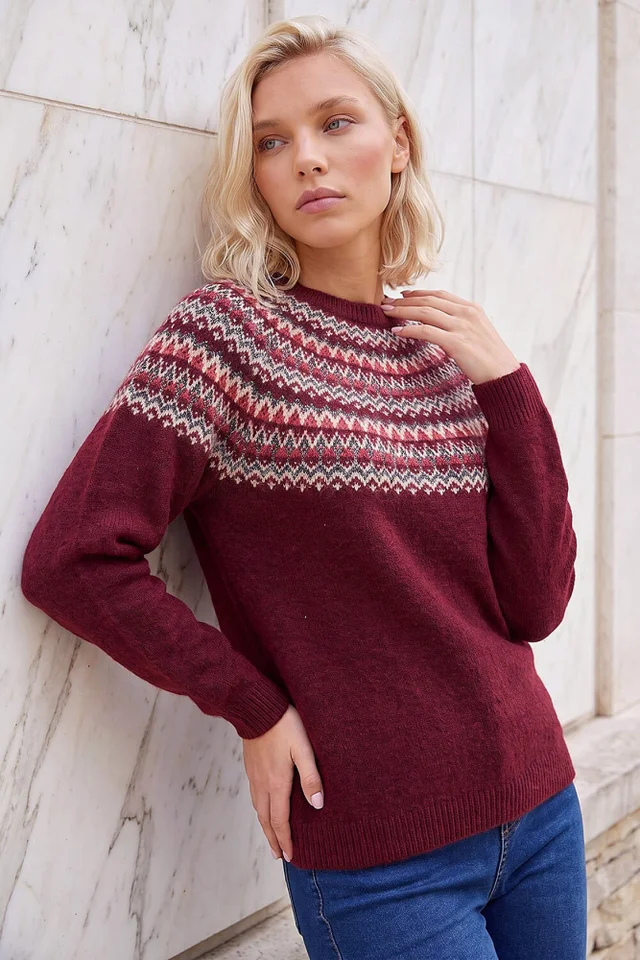 Roman Burgundy Petite Fairisle Jumper