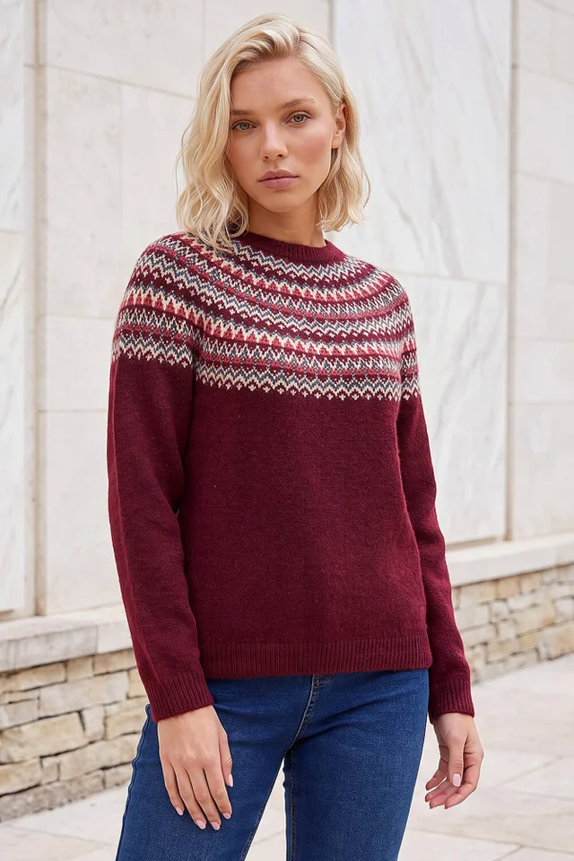 Roman Burgundy Petite Fairisle Jumper