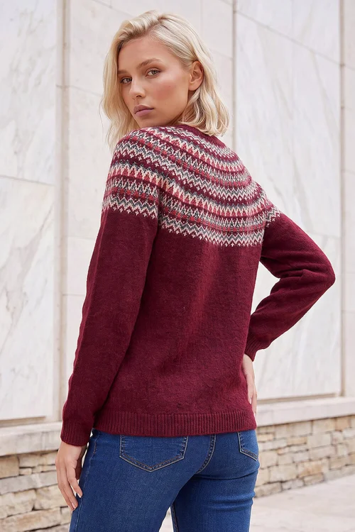 Roman Burgundy Petite Fairisle Jumper - 10 Image 3
