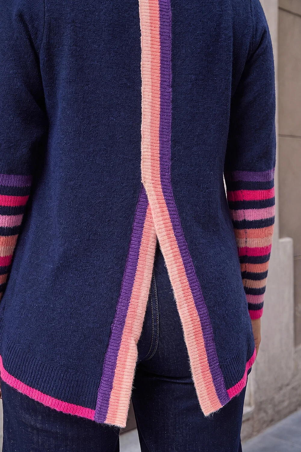 Roman Navy Contrast Stripe Detail Knit Jumper - 14 Image 4