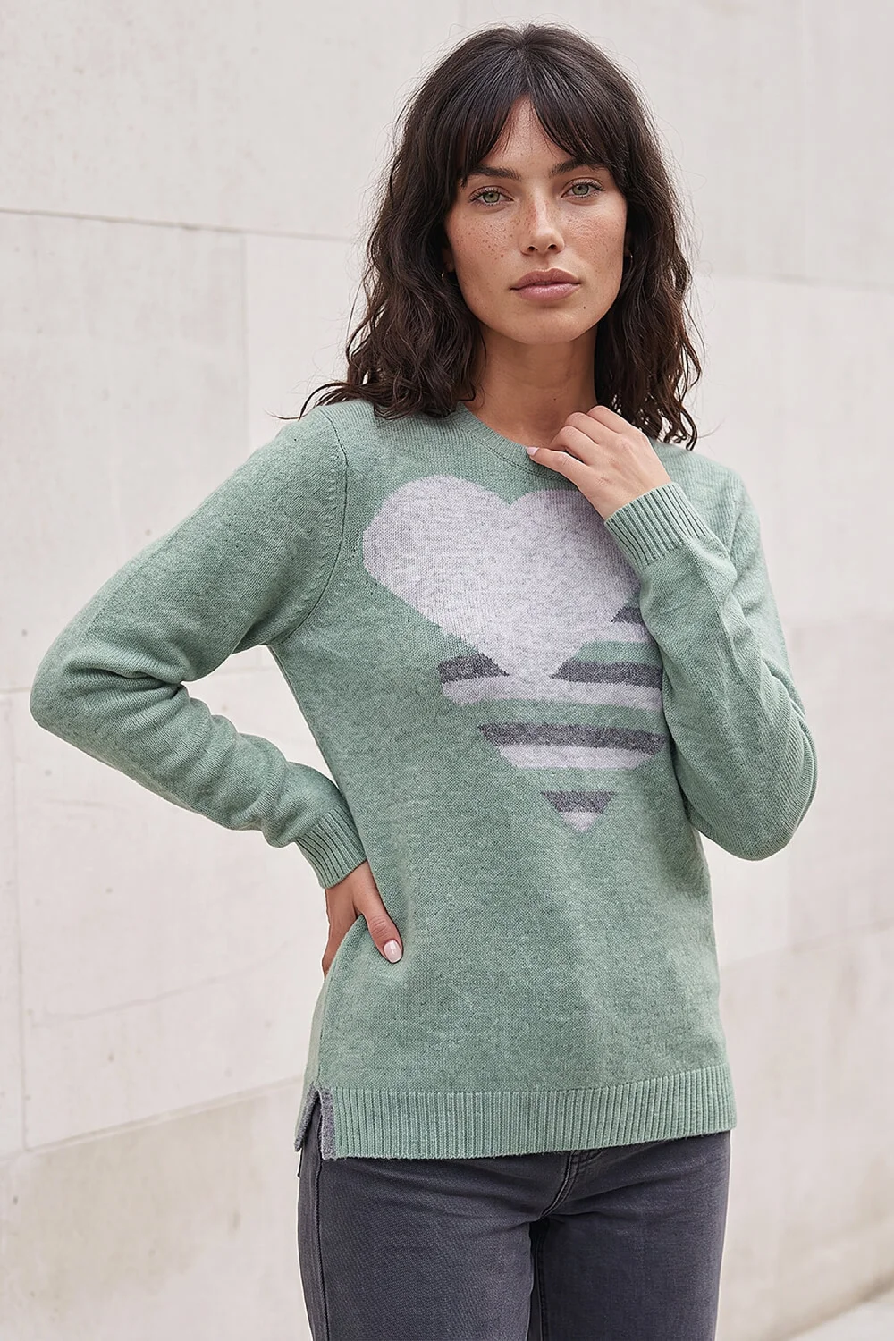 Roman Sage Heart Knitted Crew Neck - 16 Image 1