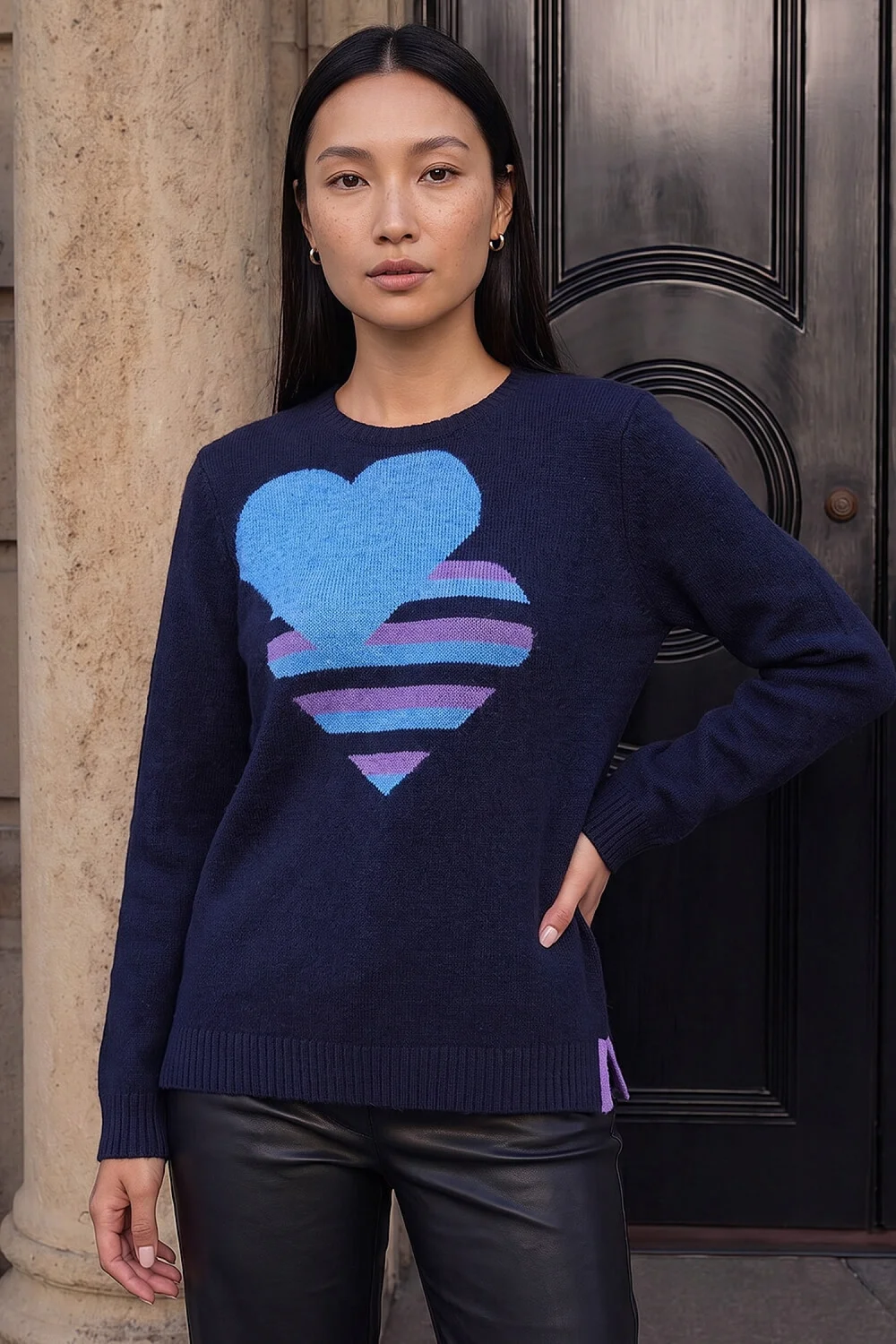 Roman Navy Heart Knitted Crew Neck - 20 Image 1