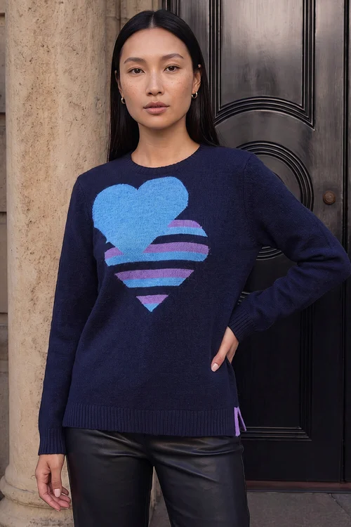 Roman Navy Heart Knitted Crew Neck - 20 Image 1