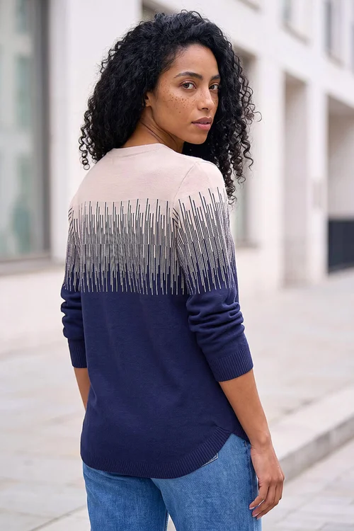 Roman Navy Sparkly Colour Block Knitted Jumper - 20 Image 2