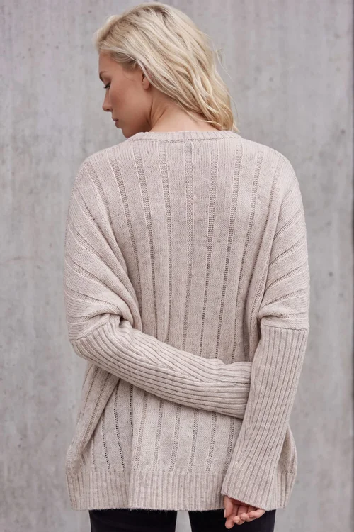 Roman Cream Petite Contrast Cable Knit Jumper - M Image 3